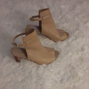 Franco Sarto Elegant Tan Leather Women's Heeled Sandals